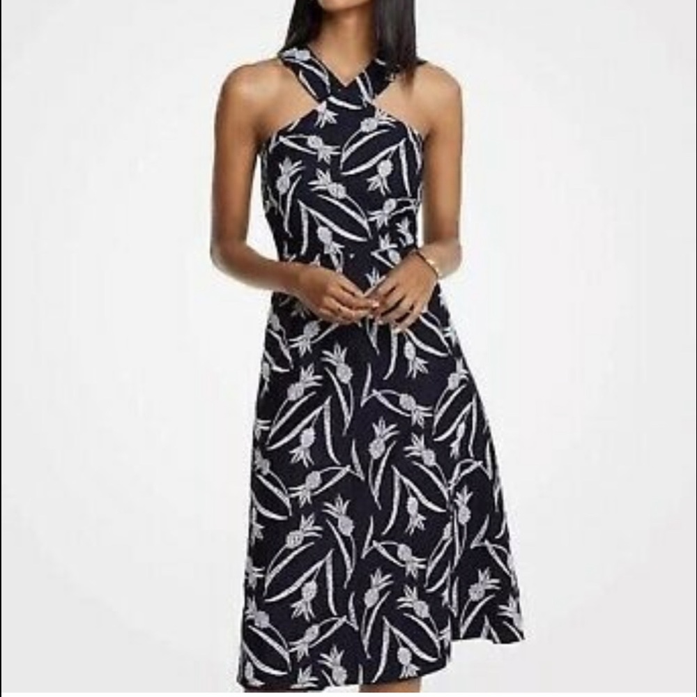 Ann Taylor Halter Navy Blue Halter Dress